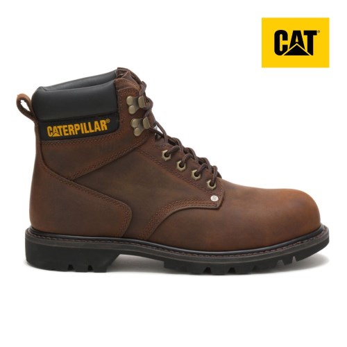 CAT Second Shift Steel Toe Men's Work Boots Dark Brown (AU C-597) Australia